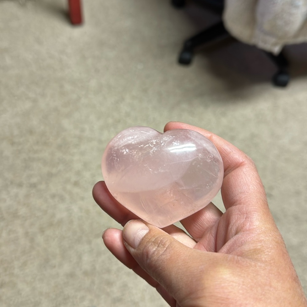pink quartz heart-shaped crystal